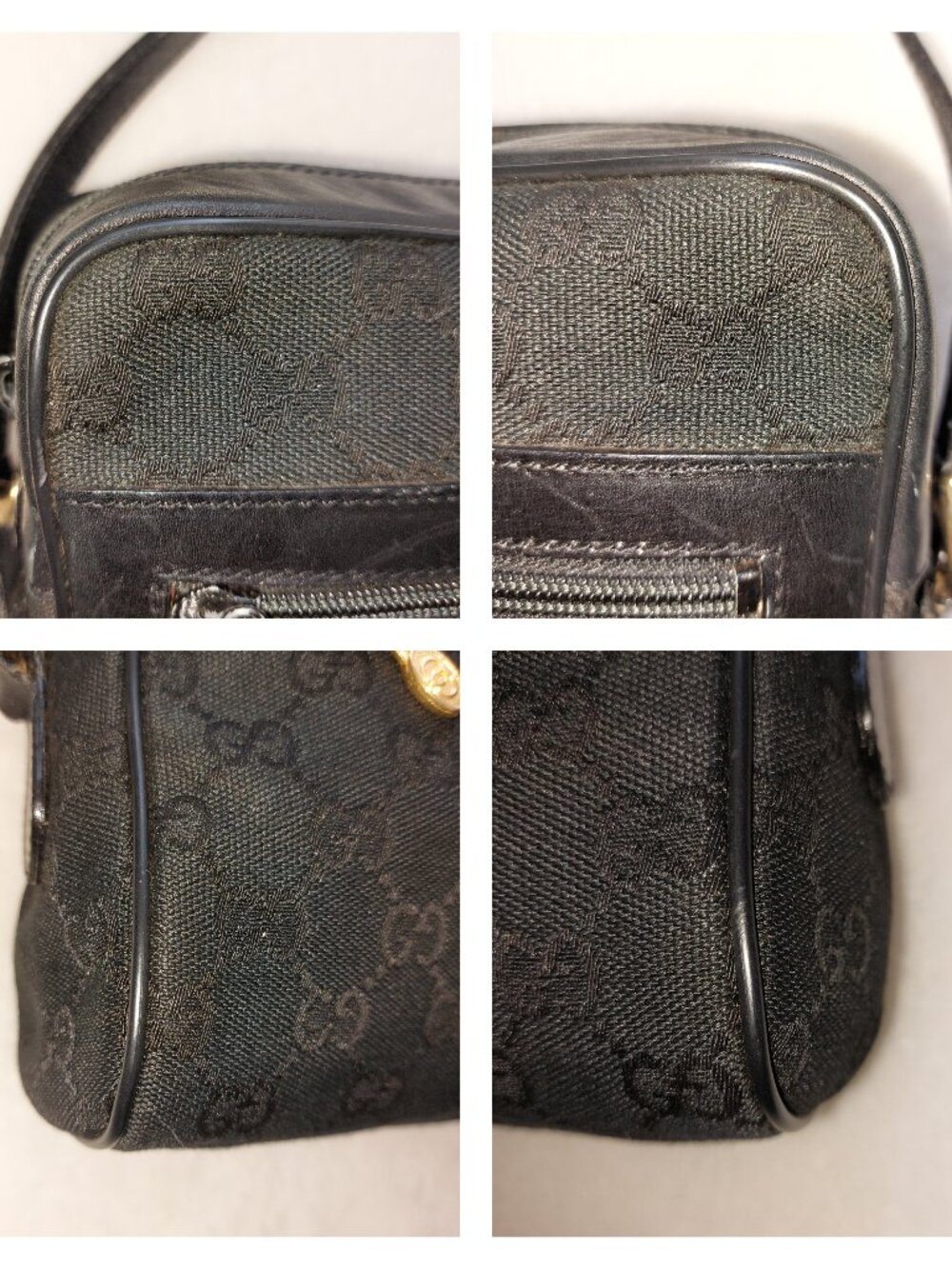 Vintage Gucci Black GG Jacquard Woven Textile Sherry Line Crossbody Bag PRISTINE - Picture 15 of 16